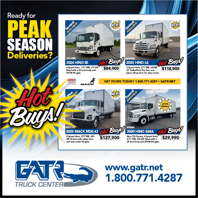 Hino and Mack straight box delivery trucks for sale at GATR TRUCK CENTER in Iowa and Minnesota.