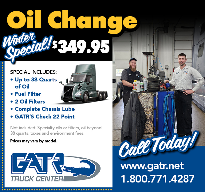 GATR Truck Center - Oil Change for Volvo trucks $349.95 in Iowa and Minnesota
